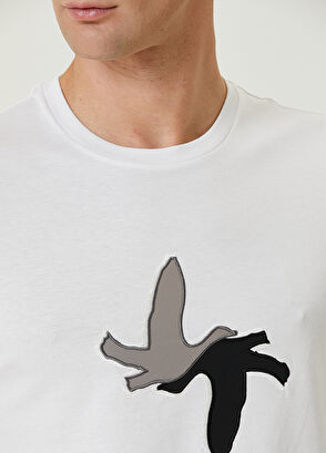 Beymen Club Beyaz Çift Kaz Nakışlı T-shirt - 7
