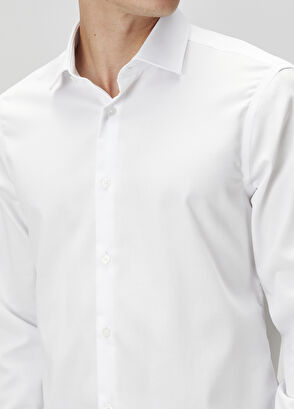 Beymen Club Slim Fit Beyaz Armürlü Non-iron Gömlek - 7