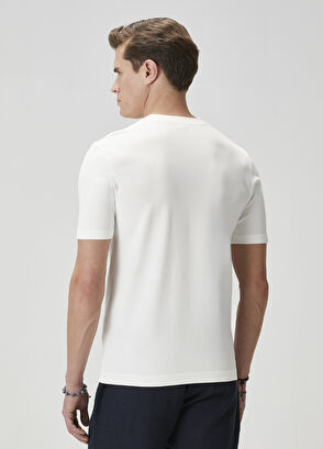 Beymen Club Kırık Beyaz Logo Jakarlı Kısa Kollu Kazak - 6