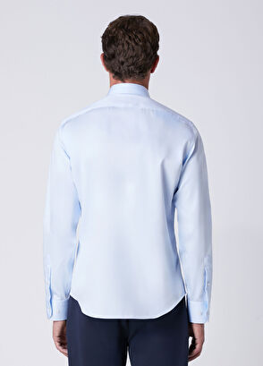 Beymen Club Slim Fit Açık Mavi Pamuk Saten Non-iron Gömlek - 6