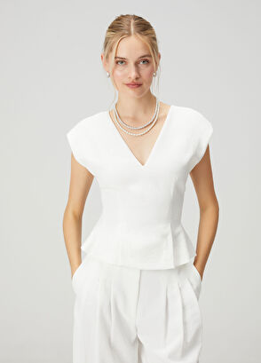 Beymen Club Off White Twill Blouse - 4