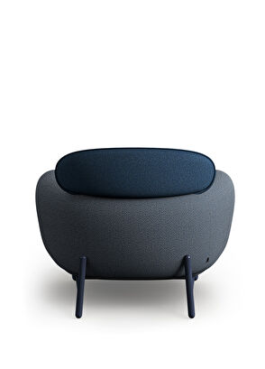 Borbo Moby Low Blue Armchair with Metal Legs - 5