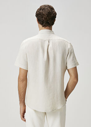 Beymen Club Comfort Fit Taş Kısa Kollu Keten Gömlek - 6