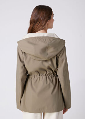 Beymen Club Khaki Ecru Reversible Hooded Coat - 6