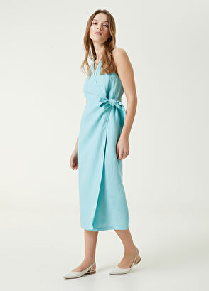 Beymen Club Turkuaz Uzun Keten Elbise - 3