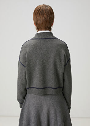 Beymen Club Gri Lacivert İşlemeli Logolu Hırka - 5