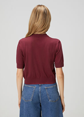 Beymen Club Bordo Kısa Kol İpek Hırka - 5