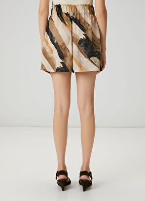 Beymen Club Çok Renkli Fırça Desenli Keten Şort - 4