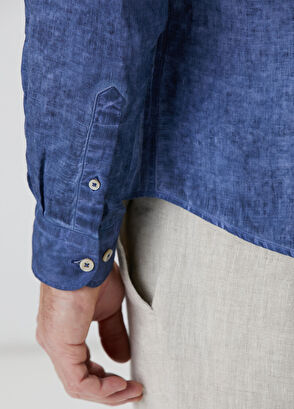 Network Lacivert Keten Gömlek - 8