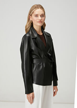 Beymen Club Siyah Beli Kuşaklı Süet Ceket - 4