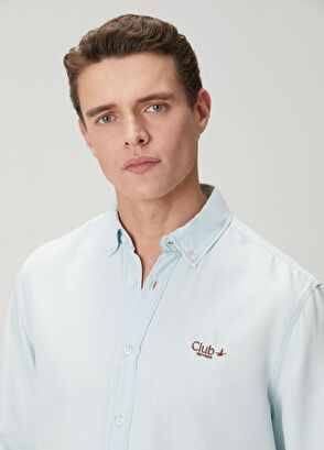 Beymen Club Comfort Fit Light Blue Lyocell Blend Shirt - 7