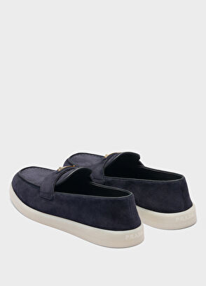 Prada Blue Suede Leather Women's Loafers - 5