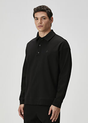 Beymen Club Siyah Polo Yaka Oversized Sweatshirt - 4