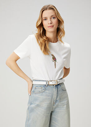 Beymen Club Off-White Bird Embroidered T-Shirt - 4