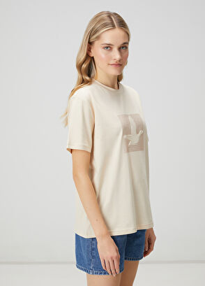 Beymen Club Bej Hotfix Gofre Logolu Bol T-shirt - 4