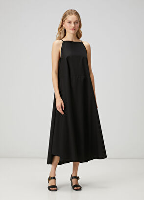 Beymen Club Black A-Line Maxi Poplin Dress - 4