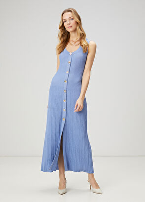 Beymen Club Blue Maxi Knit Dress - 3