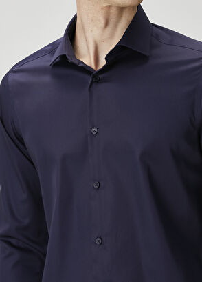 Beymen Club Comfort Fit Navy Blue Non-Iron Shirt - 5