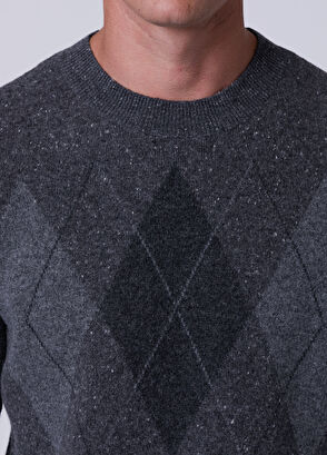 Beymen Club Anthracite Diamond Patterned Wool Sweater - 7