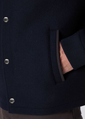 Beymen Club Navy Blue Diagonal Textured Wool Jacket - 8