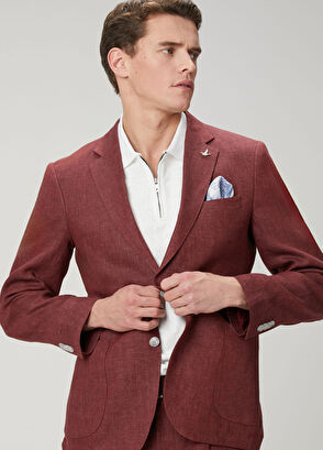 Beymen Club Plum Linen Jacket - 4