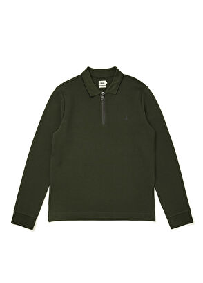 Beymen Club Slim Fit Haki Polo Yaka Ottoman Dokulu Sweatshirt - 8