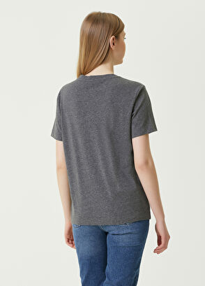 Beymen Club Antrasit Melanj Bisiklet Yaka Basic T-shirt - 5