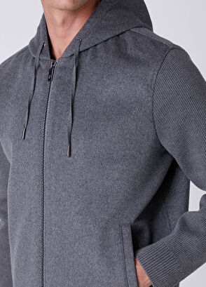 Beymen Club Grey Hooded Body Cachet Wool Sweater Coat - 7