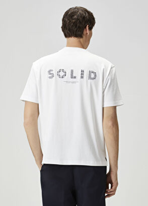 Solid Homme White Logo Detailed T-Shirt - 3