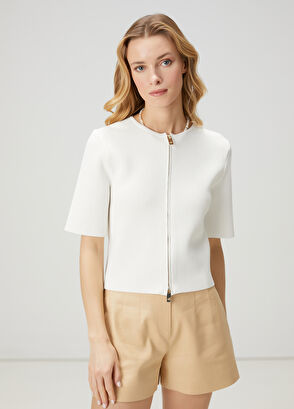 Beymen Club Kırık Beyaz Ottoman Dokulu Triko Hırka - 5