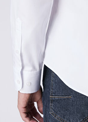 Beymen Club Slim Fit Beyaz Pamuk Saten Non-iron Gömlek - 7
