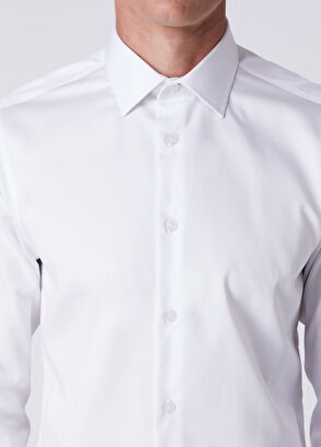 Beymen Club Slim Fit Beyaz Pamuk Saten Non-iron Gömlek - 6