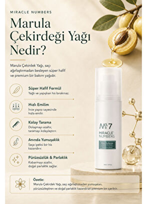 Miracle Numbers Miracle Numbers No:7 Ağırlaştırmayan Bakım Parlaklık  Yoğun Nem ve Pürüzsüz Görünüm Etkili Protein Saç Serumu 50 ml - 7
