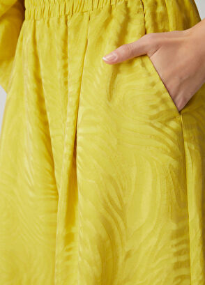 Beymen Club Neon Sarı İpek Görünümlü Jakarlı Pantolon - 6
