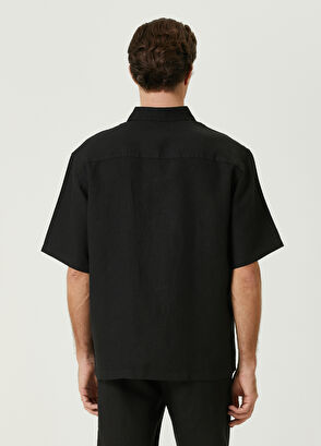 Beymen Club Comfort Fit Siyah Kısa Kollu Keten Gömlek - 5