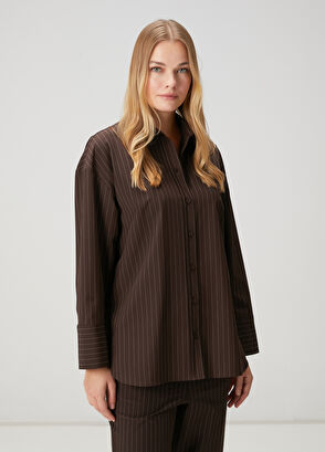 Beymen Club Brown Striped Shirt - 4