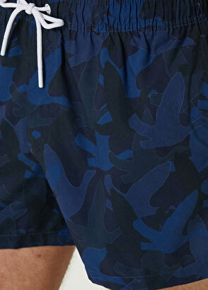 Beymen Club Blue Corded Monogram Goose Pattern Swim Trunks - 5