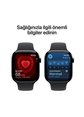 Apple Watch Series 11 GPS 46mm Simsiyah Alüminyum Kasa ve Siyah Spor Kordon Akıllı Saat MEUW4TU/A - S/M - 6
