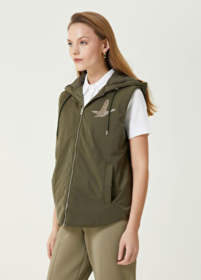 Beymen Club Haki Kapüşonlu Logolu Yelek - 4