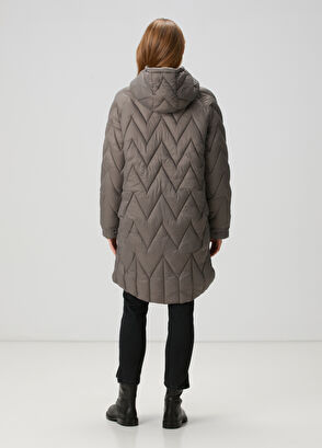 Beymen Club Grey Hooded Long Puffer Jacket - 5