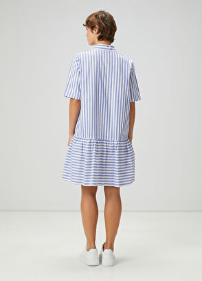 Beymen Club Blue White Striped Midi Shirt Dress - 5