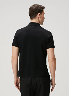 Ami Paris Siyah Polo Yaka Organik Pamuk T-shirt - 4