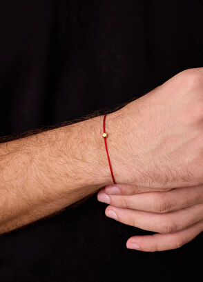 Kırmızı Altın Kaplama Çelik Erkek Şans Bilekliği - Görsel 4