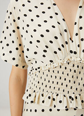 Beymen Club Kırık Beyaz Puantiyeli Midi Elbise - 6