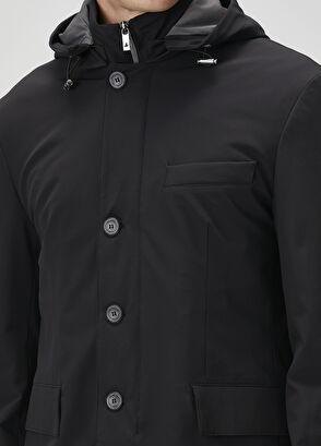 Beymen Club Siyah Kapüşonlu İç Yaka Detaylı Mont - 6