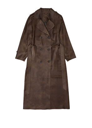 Beymen Club Brown Lightly Distressed Leather Coat - 6