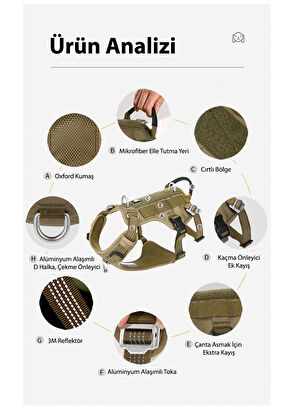 True Love Tactical Asker Yeşili Köpek Göğüs Tasması - 3