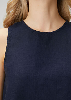 Beymen Club Lacivert Kolsuz Keten Bluz - 6