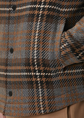 Beymen Club Kahverengi Ekose Desenli Yün Dış Gömlek - 8