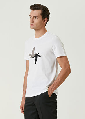 Beymen Club Beyaz Çift Kaz Nakışlı T-shirt - 5